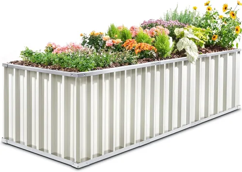 Vista 10 de King Bird - Cama de jardín elevada de 68 x 36 x 12 pulgadas, kit de caja de maceta de metal de acero galvanizado para jardín al aire libre, con 2