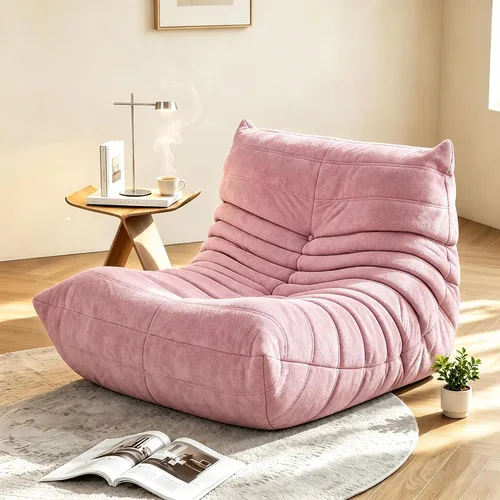 Vista 32 de YVDNHP Puf de espuma viscoelástica, sofá Fireside Togo con almohada, color Ceniza