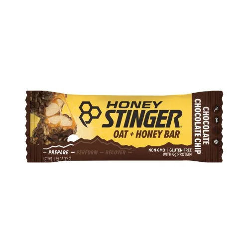 Vista 3 de Honey Stinger Barra de avena y miel, chispas de chocolate con chocolate, alimentos llenos de energía para prepararse para el ejercicio, resistencia