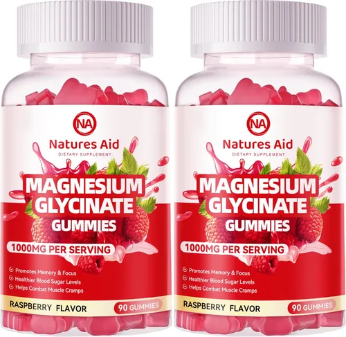 Vista 8 de Gomitas de Glicinato de Magnesio 1000mg - Suplemento de Magnesio y Potasio Sin Azúcar con Vitamina D, B6, CoQ10 para el Estado de Ánimo Tranquilo