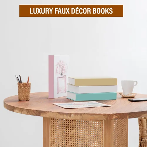 Vista 7 de PROBENEX Blush Large 4 libros decorativos de imitación para decoración del hogar no libros reales (cajas de cartón) Mesa auxiliar, estantería