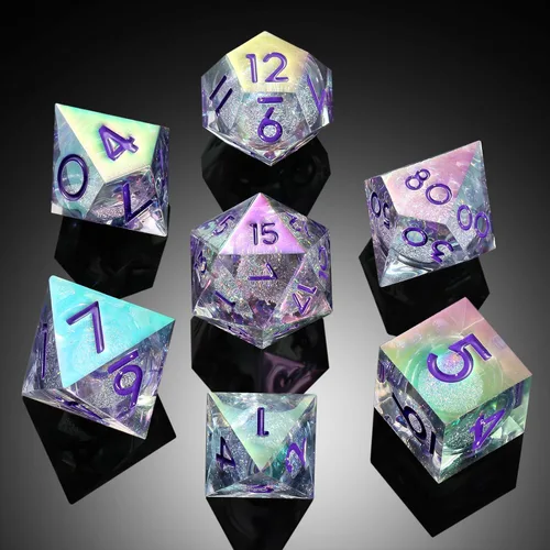 Vista 250 de DNDND Dados de Resina Ojo DND de Borde Afilado Dado de D&D con Estuche de Regalo para Juego de Dungeons and Dragons (Ojo de Dragón Verde)