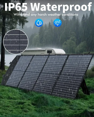 Vista 2 de KEPEAK Panel solar portátil de 100 W, panel solar plegable con QC3.0 y PD, cargador solar impermeable de alta eficiencia para casas rodantes, Panel