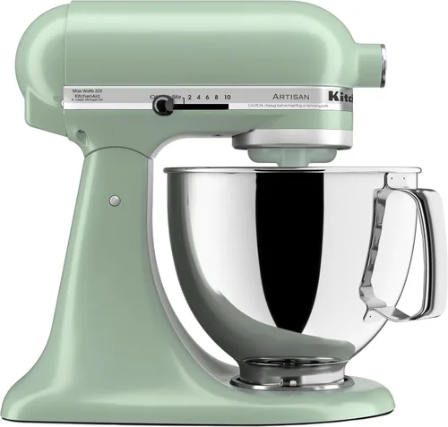 Vista 17 de KitchenAid Artisan Series Batidora de Pie con Cabezal Inclinable de 5 Cuartos con Escudo Vertedor KSM150PS, Crema de Almendra