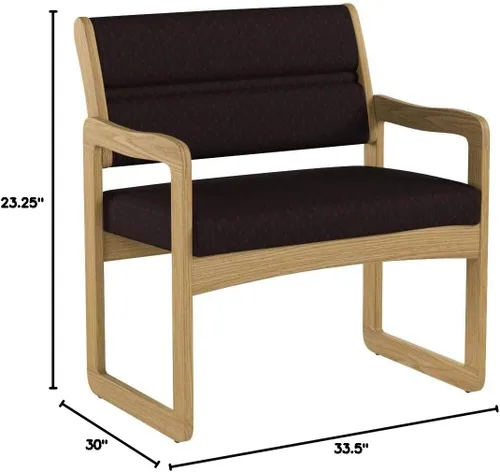 Vista 85 de Wooden Mallet Valley Bariatric Guest, Silla base de trineo, roble mediano