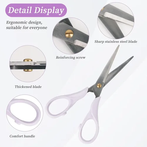 Vista 3 de Koqye Tijeras elegantes multiusos, tijeras de acero inoxidable con mango acrílico, herramienta de corte de papel de papelería para oficina, hogar