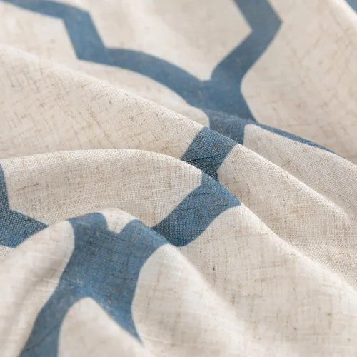 Vista 5 de jinchan Cortinas marroquíes con cenefa para cocina, sala de estar, lino con textura de cuadrifolio, cenefa geométrica, celosía, cortinas pequeñas