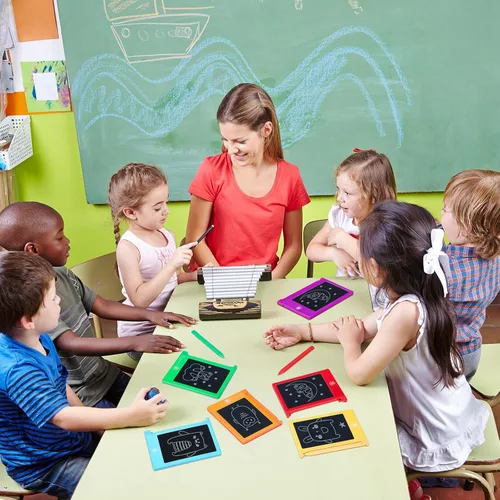 Vista 4 de Nezyo 16 Piezas de 4.5 Pulgadas Mini Tableta de Escritura LCD para Niños, Tablero de Dibujo Electrónico de Mini Garabatos, Tableta de Dibujo