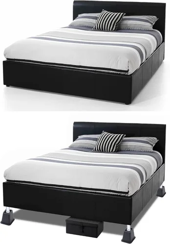 Vista 4 de HOME IT Elevadores de cama negros de alta calidad de 5 a 6 pulgadas, elevadores de muebles apilables resistentes para dormitorio universitario