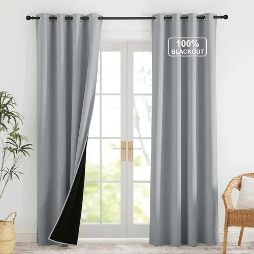 Vista 72 de NICETOWN Cortinas 100% Opacas Cortas de 36 Pulgadas de Largo para Dormitorio, Privacidad Aislamiento Térmico con Ojales Cortinas de Ventana