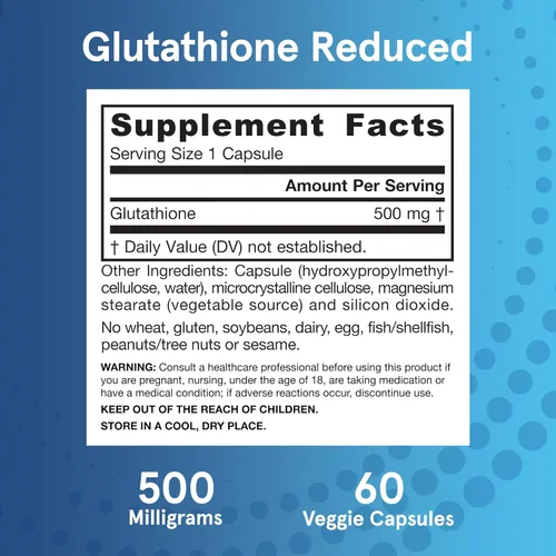 Vista 6 de Cápsulas antioxidantes Jarrow Formulas Glutathione Reduced, 500 miligramos, GLRED, 1, 1