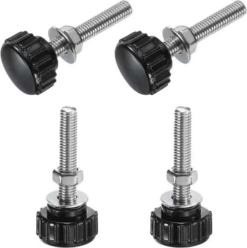 Vista 79 de Uxcell - 4 juegos de pomos moleteados con tornillos de pulgar, tuercas y arandelas, rosca macho métrica M3 x 30 mm, 14 mm de plástico, cabeza de 304
