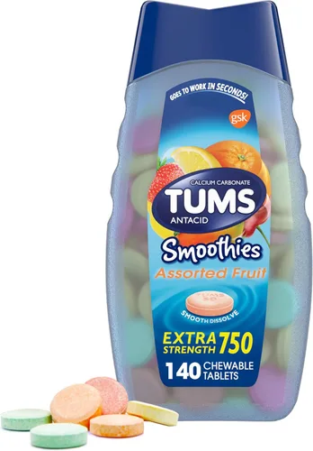 Vista 13 de TUMS Antacid Smoothies Berry Fusion Extra Strength 750, disolución suave, 140 tabletas masticables