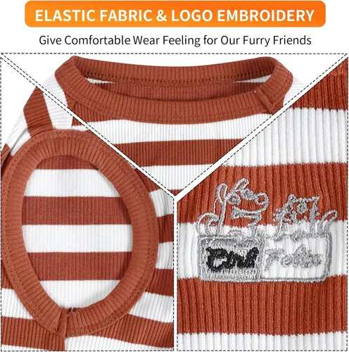 Vista 4 de Camisa para perro, ropa a rayas para perro, chalecos elásticos de algodón suave para perros pequeños, medianos y grandes, ropa para cachorros, ropa
