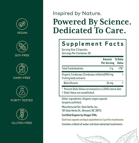 Vista 2 de GAIA HERBS PRO Cordyceps Mushroom - 60 Caps