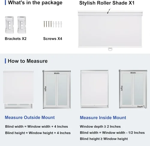 Vista 9 de Boolegon Persianas enrollables opacas y fáciles de instalar, sin cordones, para oscurecer la habitación, con protección UV, para el hogar, sala
