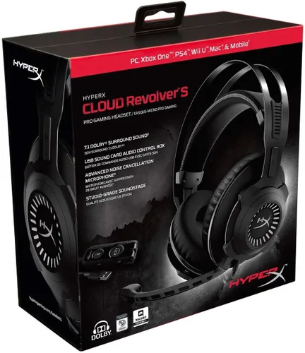 Vista 6 de HyperX Cloud Revolver S - Auriculares para juegos con sonido envolvente Dolby 7.1, marco de acero, espuma viscoelástica distintiva, cuero sintético