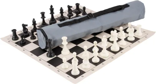 Vista 8 de US Chess Federation - Combinación de juego de ajedrez de carcaj, con triple peso, color negro