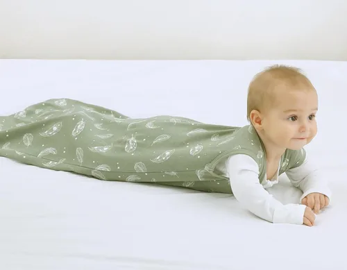 Vista 4 de Owlivia Manta Portátil de Algodón Orgánico para Bebé 0.5 TOG - Saco de Dormir Ligero con Cremallera de 2 Vías, Saco de Dormir de Transición Swaddle