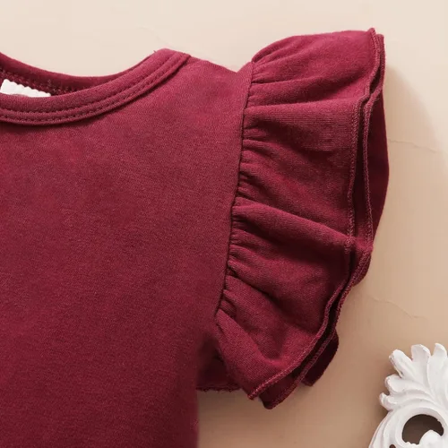 Vista 4 de Magic Park Mameluco de una pieza para niña bebé, manga con volantes, overol para niña pequeña