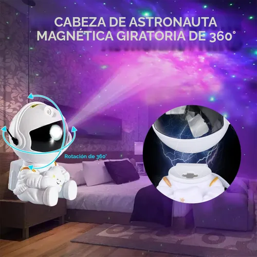 Vista 5 de Proyector de Estrellas de Astronauta, Luz de Galaxia Proyector de Estrellas para Niños, 8 Modos Control Remoto y Luces LED Ajustables de 270°