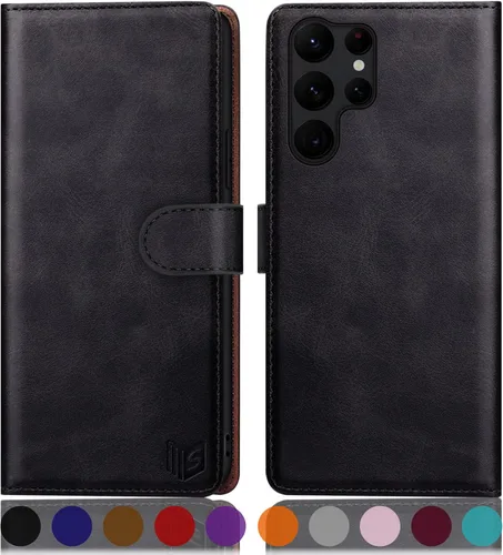 Vista 12 de SUANPOT - Funda tipo cartera para Samsung Galaxy S23 Ultra con bloqueo RFID, soporte para tarjetas de crédito, funda protectora de PU Leather