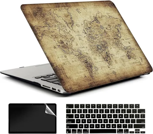 Vista 18 de Funda rígida de piel de cocodrilo negra compatible con MacBook Air de 13 pulgadas 2021 versión 2020 A2337 M1/A2179 con retina y Touch ID, AMCJJ