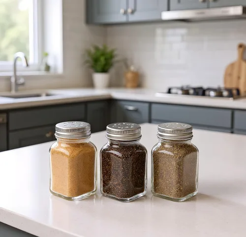 Vista 7 de Tebery Juego de 16 saleros y pimenteros transparentes, estilo retro, con tapas de acero inoxidable