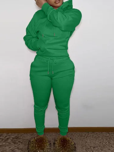 Vista 8 de KANSOON Conjunto deportivo de 2 piezas para mujer, sudadera de manga larga con capucha y pantalones deportivos