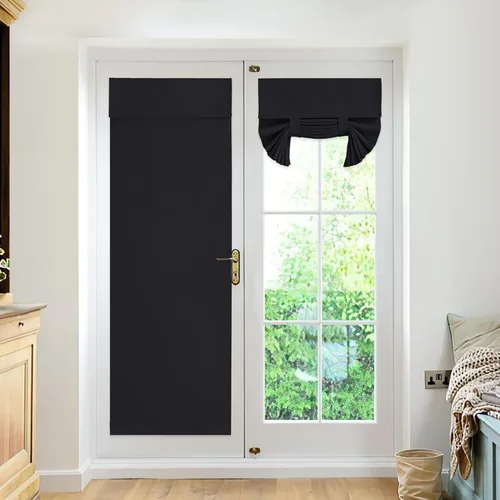RYB HOME 2 Paneles Cortinas Opacas para Puertas - Aislamiento Térmico Bloqueo de Luz Privacidad Puerta Francesa Luz Lateral Cortina de Doble Puerta