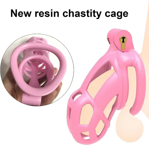 Vista 2 de Dispositivo de castidad masculina de resina 2.0, dispositivo de castidad masculina con 4 anillos para el pene, jaula de castidad ligera para hombre