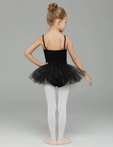 Vista 5 de MdnMd Trajes de bailarina para niñas pequeñas, tutú de ballet con leotardo y falda de bailarina