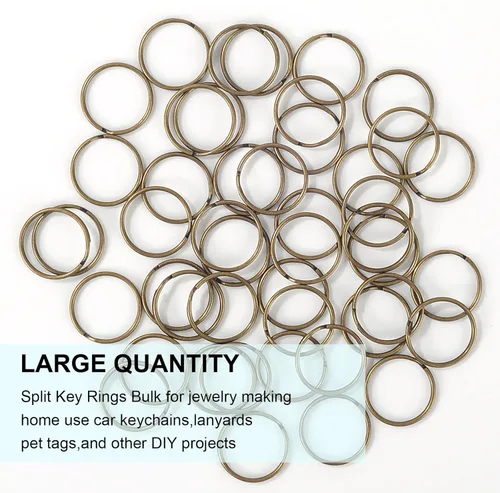 Vista 7 de 200 piezas de llaveros, anillos divididos a granel para llavero y manualidades (bronce)