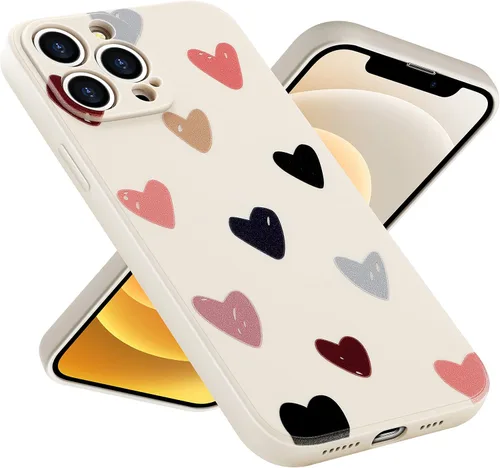 Vista 19 de Funda protectora para iPhone 12 para mujeres y niñas, diseño lindo de silicona suave, protección de cámara con forma de corazón, para iPhone 12
