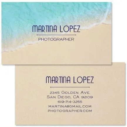Vista 8 de Seashore - Juego de 250 tarjetas de visita impresas personalizadas, 2 x 3 ½ pulgadas, acabado mate, de una cara, tropical, viajes, playa, tarjetas