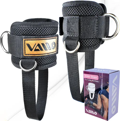 Vista 12 de VAIIO Correas para tobillo para máquinas de cable, neopreno de calce cómodo ajustable, refuerzo con doble anillo en D - Tobilleras prémium
