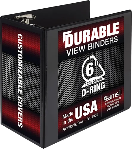 Vista 52 de Samsill - Carpeta duradera de 5 pulgadas, fabricada en los Estados Unidos, con anillos en D, transparente y personalizable, color blanco