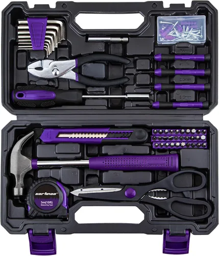 Vista 13 de CARTMAN Juego de herramientas para el hogar de 39 piezas, herramientas manuales esenciales para el hogar con estuche de almacenamiento de plástico