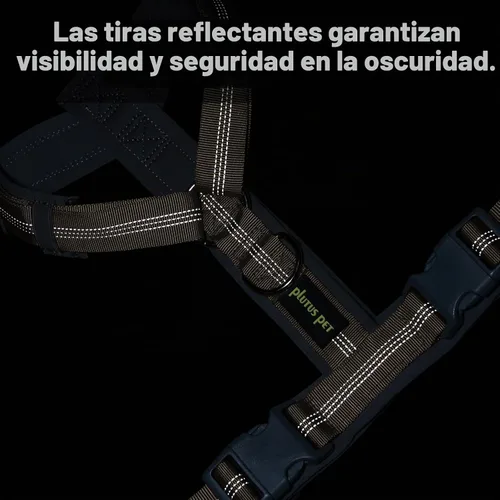 Vista 5 de Arnés para perro Plutus Pet sin tirón, arnés ajustable de nylon con acolchado suave, arnés para perro reflectante y resistente para perros pequeños