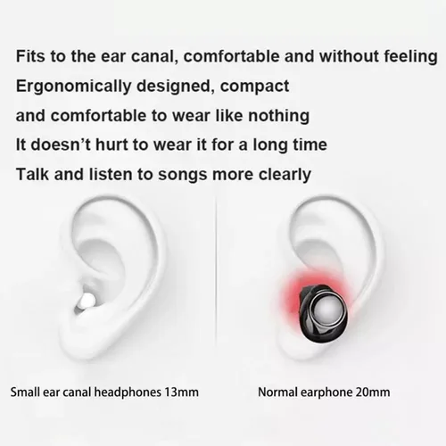 Vista 3 de Black Mini Earbuds Invisible Sleep Headphone Bluetooth 5.2 Earphones Wireless Parts US