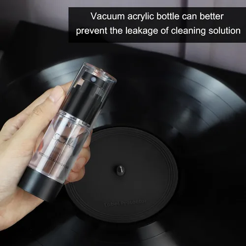 Vista 6 de SpinArt Kit de limpieza de discos de vinilo 8 en 1, incluye cepillos de terciopelo suave y microfibra, solución de limpieza LP, gel de lápiz