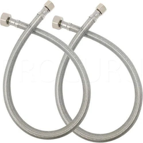 Vista 8 de PROCURU - Conector de manguera de grifo FIP de 12 pulgadas (1 pie) x 3/8 pulgadas Comp x 1/2 pulgadas, línea de suministro trenzada de acero