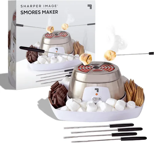 Vista 10 de Sharper Image Máquina eléctrica S'mores – 6 palitos para asar malvaviscos y bandeja para servir Kit de Smores de interior Actividad de fiesta