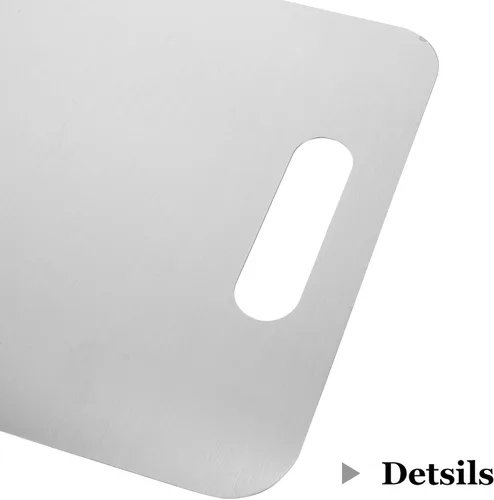 Vista 3 de 3pcs Double-sided Stainless Steel Chopping Boards 34x23cm 39x28cm with Hanging Hole, Dishwasher Safe Household Cutting Boards for Raw and Cooked