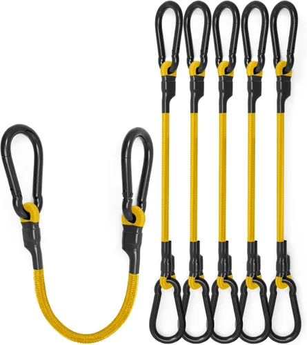 Vista 5 de Cuerdas elásticas ajustables de 18 pulgadas con ganchos, ajuste flexible de 6.5 a 18 pulgadas, correas elásticas negras con elasticidad superior