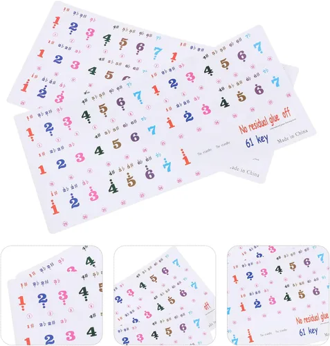 Vista 8 de ARTIBETTER Calcomanías de números, 2 hojas, calcomanías para teclado de piano, letras electrónicas, calcomanías de teclados extraíbles para 61