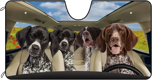 Vista 8 de Parasol Schnauzer para parabrisas delantero de automóvil con el mar de flores, parasol para parabrisas de vehículo, reflector de rayos UV, protector