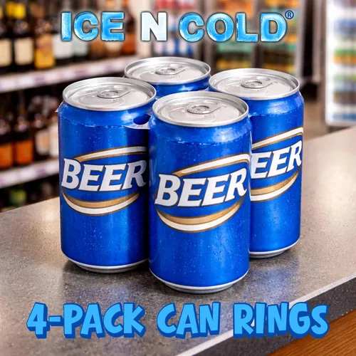 Vista 3 de ICE N COLD Paquete de 4 anillos de ajuste universal, se adapta a todas las latas de cerveza/soda de 12 onzas Envío rápido el mismo día