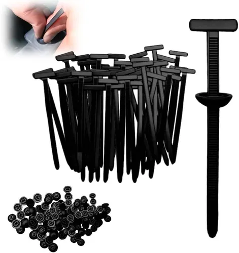 Vista 9 de Bridas universales de nylon con hebilla, bridas de cierre resistentes (con pinza y botón), bridas negras resistentes a los rayos UV para reparación