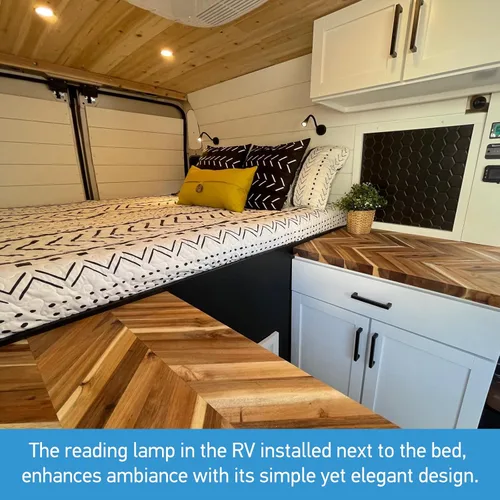 Vista 5 de Acegoo Luz de lectura LED de 12 V, lámpara de lectura regulable con cargador USB, luz de cuello flexible de 12 voltios para barco, cámper